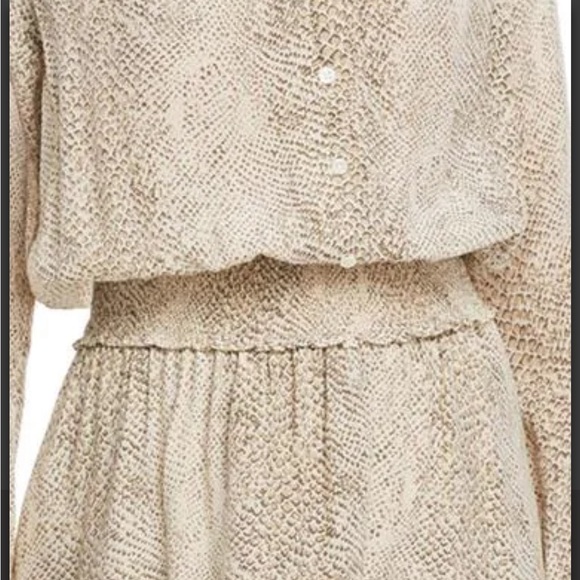 Rails Tan & Cream Jasmine Smocked Long Sleeve Dress in Snakeskin - Picture 8 of 16